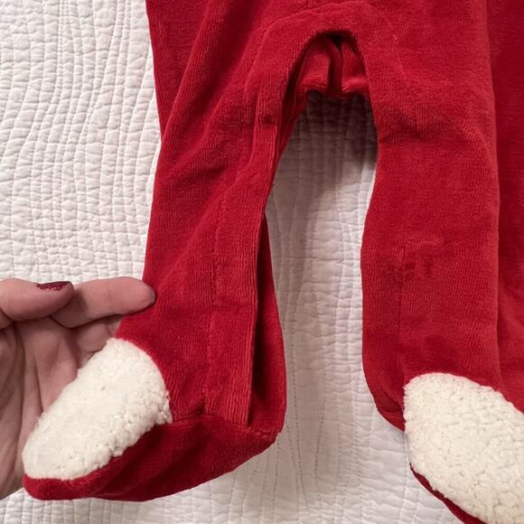 Baby Christmas Santa Hat Bodysuit sz 0/3m Sleep & Play Set Holiday Outfit Footie - Picture 5 of 7